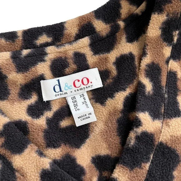 Denim & Co Animal Print Fleece Mini Shift Dress XS - Picture 3 of 3
